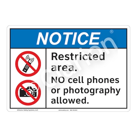 ANSI/ISO Compliant Notice Restricted Area Safety Signs Indoor/Outdoor Plastic (BJ) 10 X 7